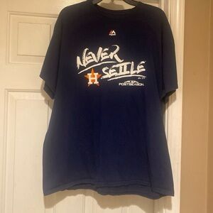 Majestic: HOUSTON ASTROS shirt, 2018 POSTSEASON "NEVER SETTLE"  Size XL